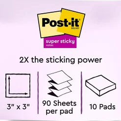 Post-it® Super Sticky Pop Up Notes, 3 in x 3 in, 10 Pads, 90 Sheets/Pad, 2x the Sticking Power, Wanderlust Pastels Collection