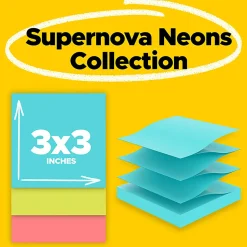 Post-it® Super Sticky Pop Up Notes, 3 x 3 in, 18 Sticky Note Pads, 90 Sheets/Pad, 2X the Sticking Power, School and Office Supplies, Supernova Neons
