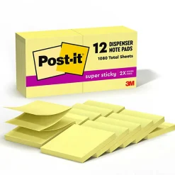 Post-it® Super Sticky Pop Up Notes, 3 x 3 in, 12 Sticky Note Pads, 90 Sheets/Pad, 2X the Sticking Power, School and Office Supplies, Canary Yellow