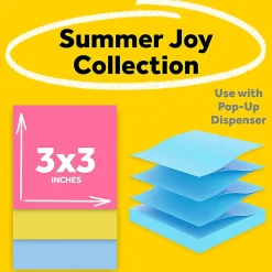 Post-it® Super Sticky Pop Up Notes, 3 x 3 in, 18 Sticky Note Pads, 90 Sheets/Pad, 2X the Sticking Power, School Supplies and O?ce Products, Summer Joy