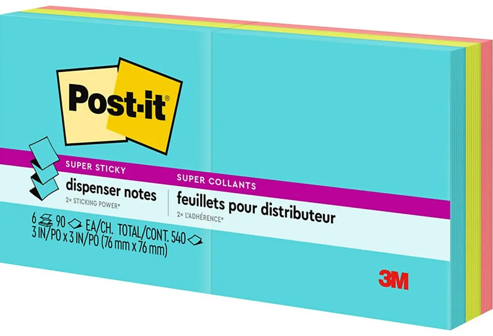 Post-it® Super Sticky Pop Up Notes, 3 x 3 in, 6 Sticky Note Pads, 90 Sheets/Pad, 2X the Sticking Power, School Supplies, Supernova Neons