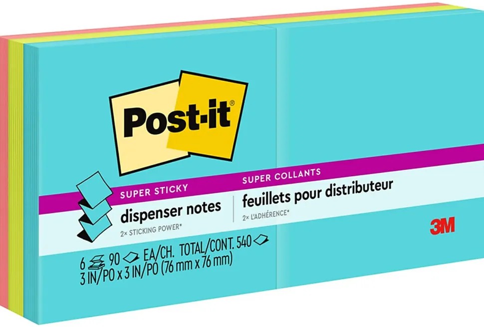 Post-it® Super Sticky Pop Up Notes, 3 x 3 in, 6 Sticky Note Pads, 90 Sheets/Pad, 2X the Sticking Power, School Supplies, Supernova Neons