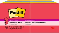 Post-it® Super Sticky Pop Up Notes, 3 x 3 in, 10 Sticky Note Pads, 90 Sheets/Pad, 2X the Sticking Power, School and Office Supplies, Playful Primaries
