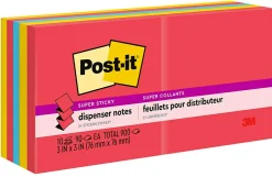 Post-it® Super Sticky Pop Up Notes, 3 x 3 in, 10 Sticky Note Pads, 90 Sheets/Pad, 2X the Sticking Power, School and Office Supplies, Playful Primaries