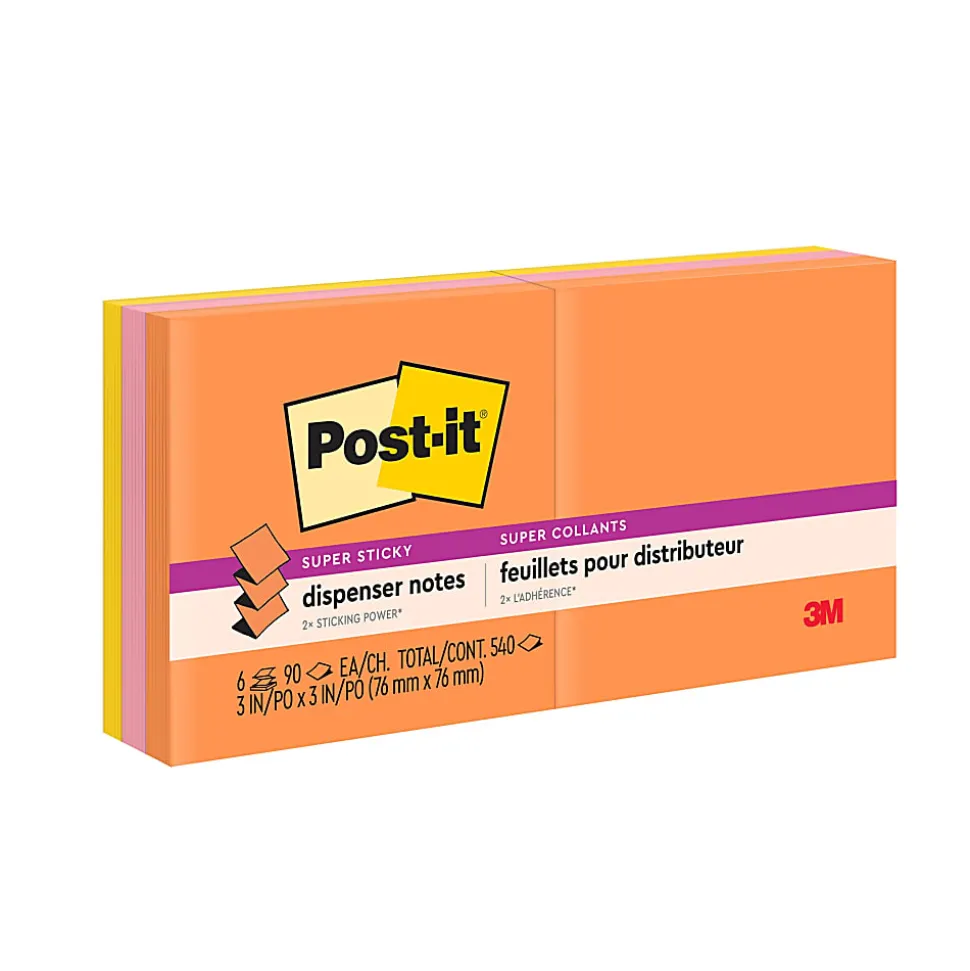 Post-it® Super Sticky Pop Up Notes, 3 x 3 in, 6 Sticky Note Pads, 90 Sheets/Pad, 2X the Sticking Power, School and Office Supplies, Energy Boost