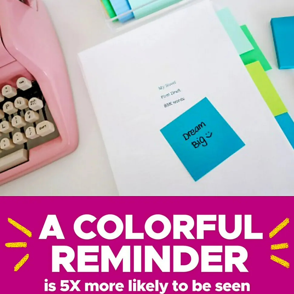 Post-it® Super Sticky Recycled Notes, 3 in x 3 in, 12 Pads, 70 Sheets/Pad, Oasis collection