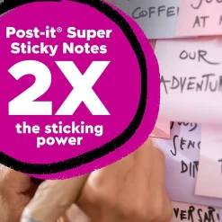 Post-it® Super Sticky 100% Recycled Paper Notes, 3 x 3 in, 6 Sticky Note Pads, 70 Sheets/Pad, School Supplies and Office Products, Wanderlust Pastels