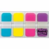 Post-it® Tabs, .625 in., 10/Color, 40/Dispenser, Solid, Aqua, Yellow, Pink, Violet