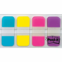 Post-it® Tabs, .625 in., 10/Color, 40/Dispenser, Solid, Aqua, Yellow, Pink, Violet