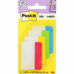Post-it® Tabs, 1.5 in. x 2 in., 1 Pack, 24 Tabs/Pack, Assorted Colors, School Supplies for Students, Tabs for Textbooks and Notebooks