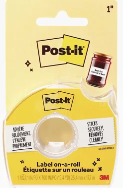 Post-it White Label on-a-roll Tape with Tape Dispenser, 1 in. x 700 in., Great label maker for creating labels for spice jars and journals