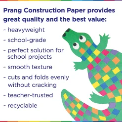 Prang Construction Paper, Medium Weight, 12" x 18", Bright White, 50 Sheets Per Pack, Set Of 5 Packs