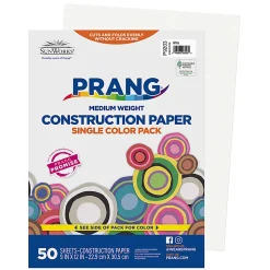 PrangĀ® Construction Paper, 12" x 18", White, Pack Of 50
