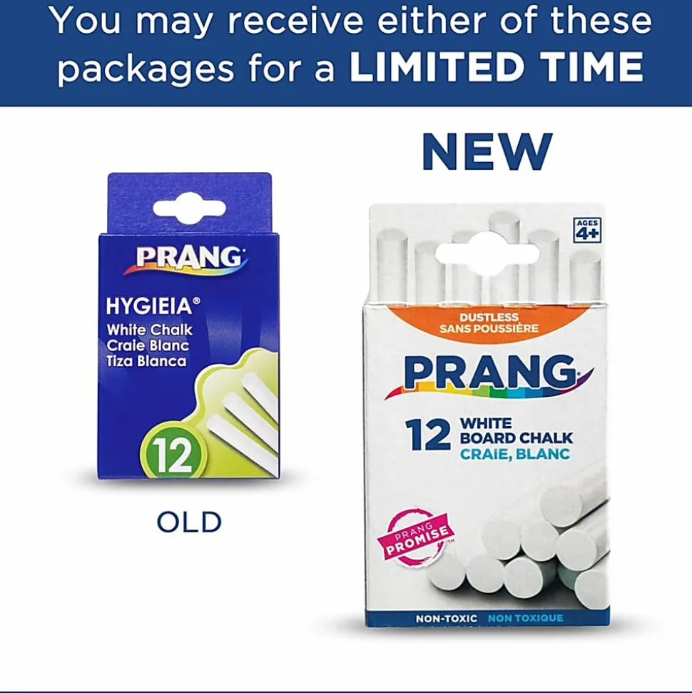 Prang® Hygieia® Dustless Chalk, White, Box Of 12