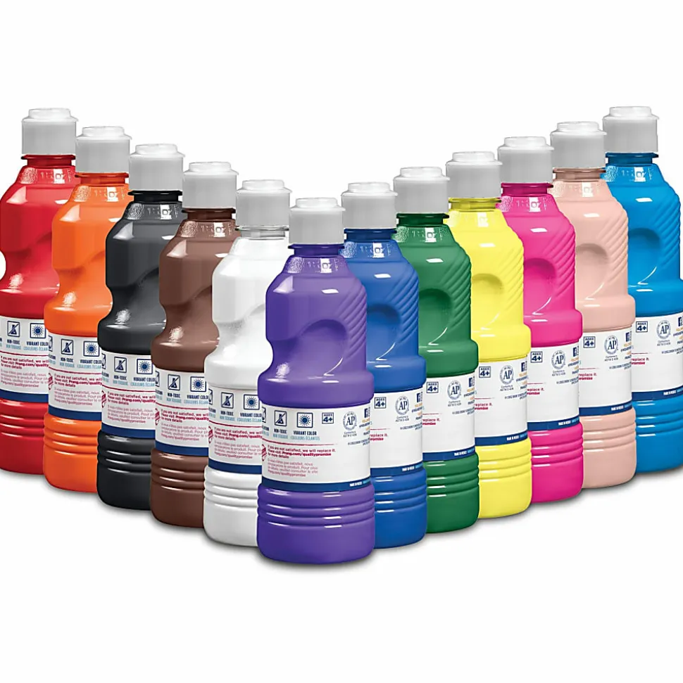 Prang® Ready-To-Use Tempera Paint, 16 Oz., Assorted Colors, Pack Of 12