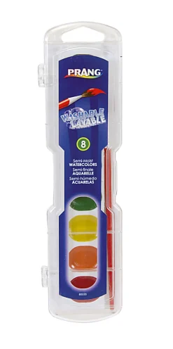 Prang® Washable Watercolors 8-Color Set With Brush, Assorted Colors
