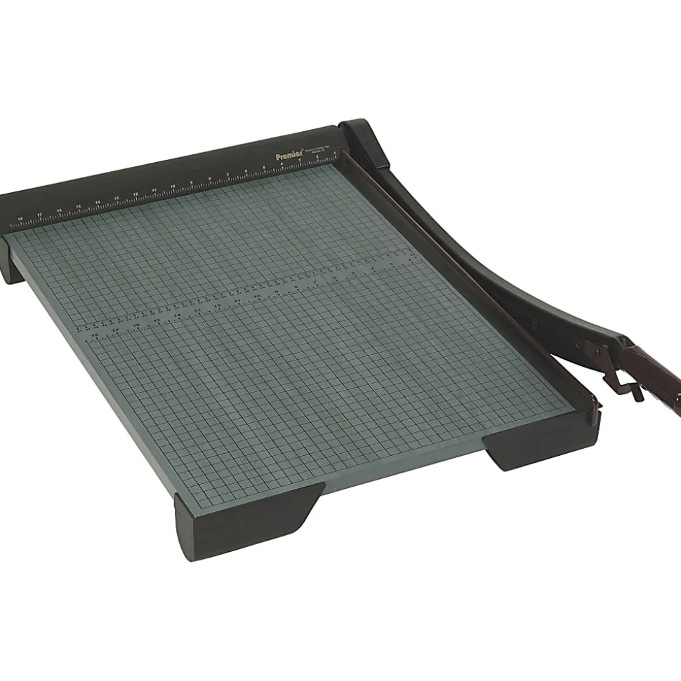 Premier® Heavy-Duty Wood Base Paper Trimmers, 18", Green