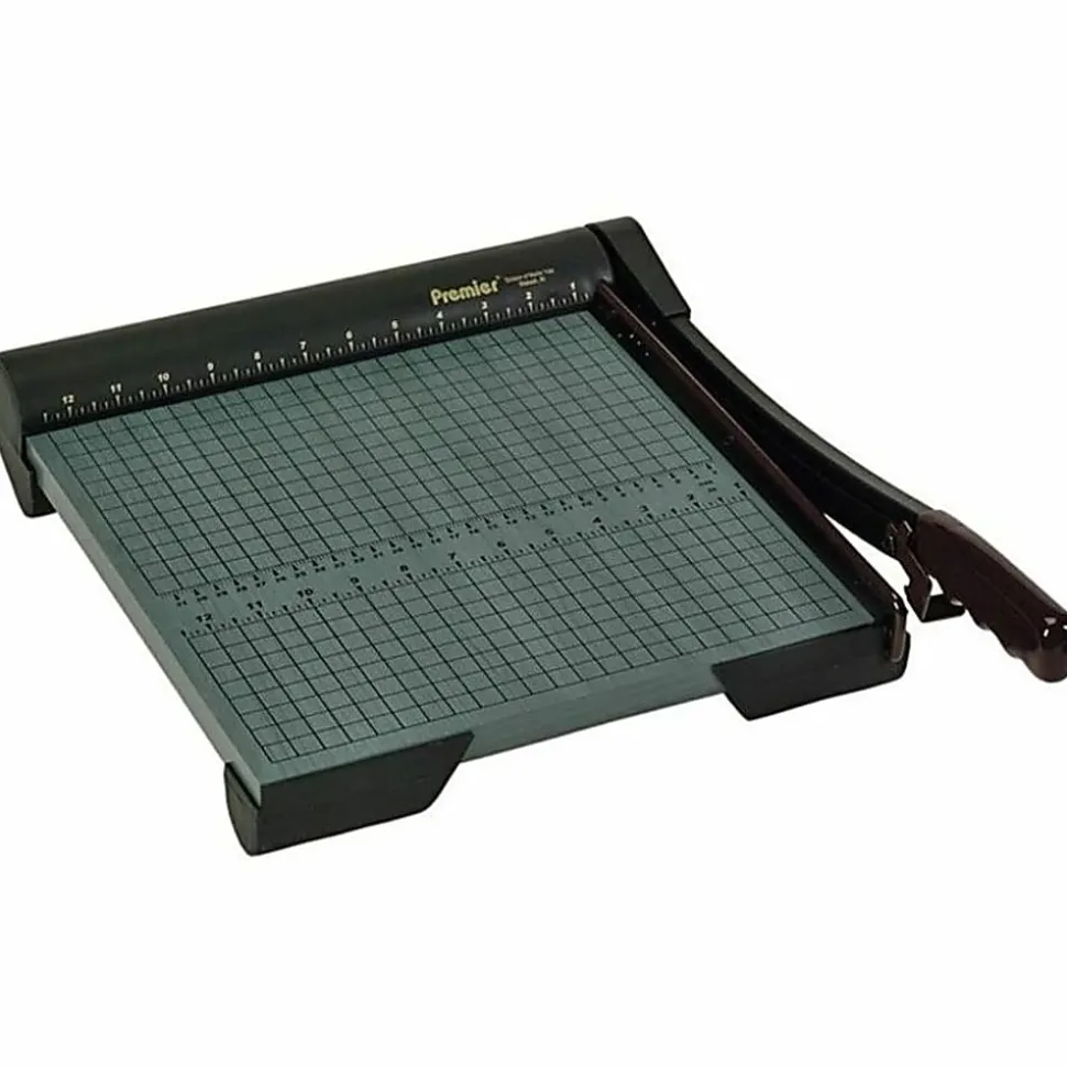 Premier® Heavy-Duty Wood Base Paper Trimmer, 12", Green
