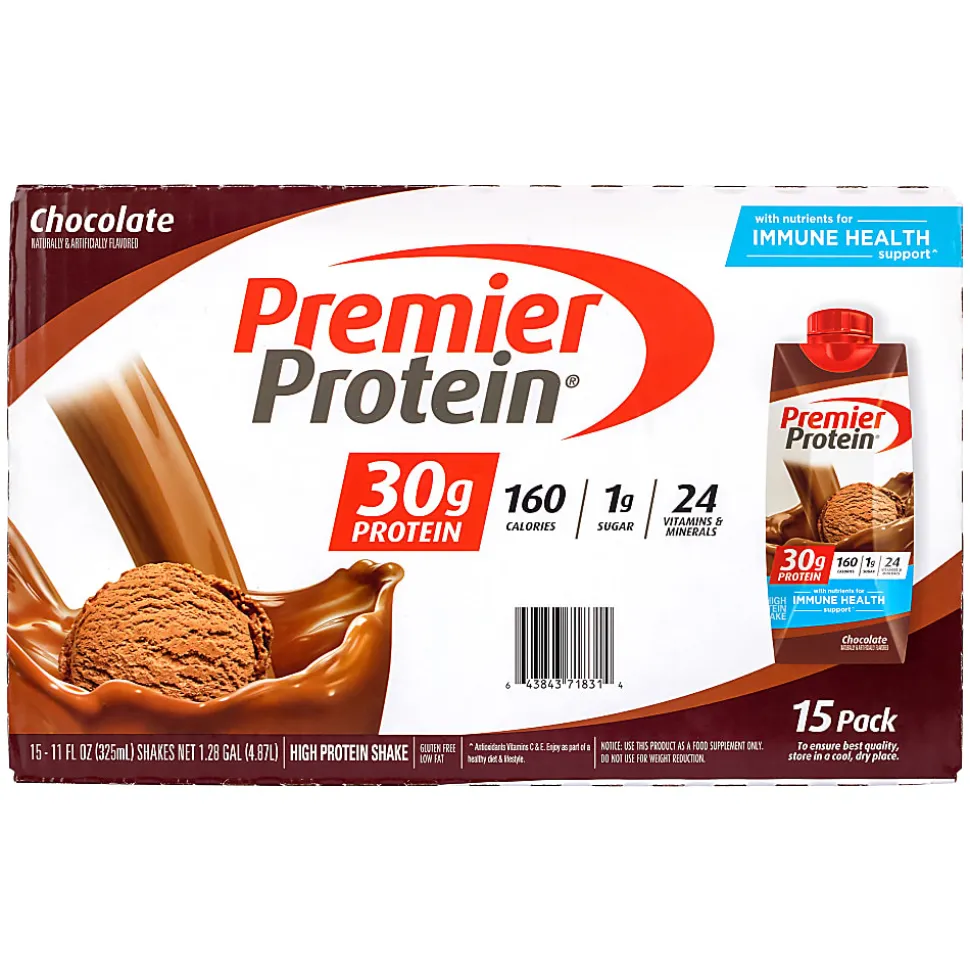 Premier Protein Chocolate Ready to Drink Shakes, 11 Oz, Pack Of 15 Shakes