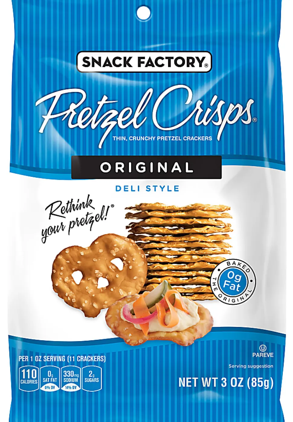 Pretzel Crisps Original Snacks, 3-Oz Bag