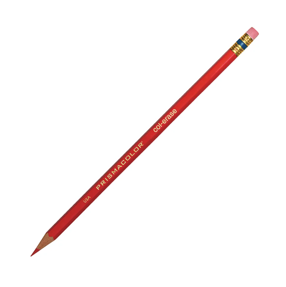 Prismacolor® Col-Erase Erasable Color Pencils, Medium Point, Carmine Red, Box Of 12 Color Pencils