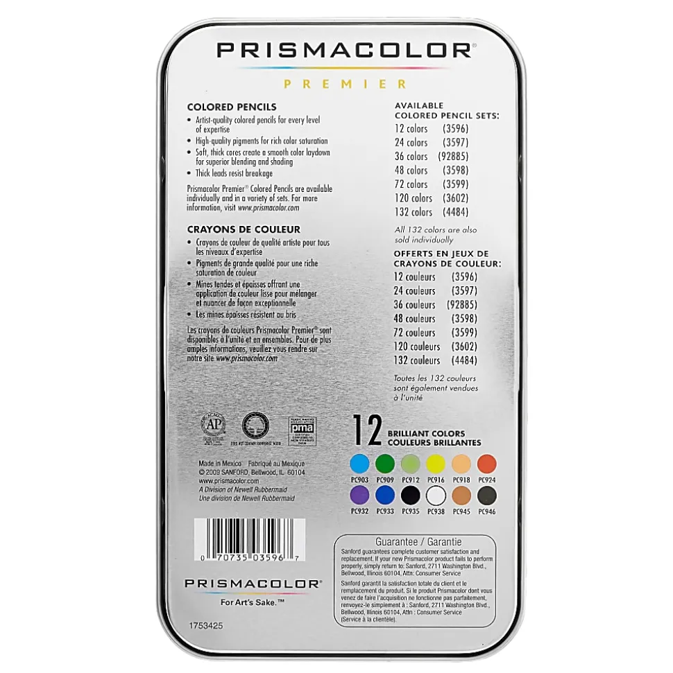 Prismacolor® Professional Thick Lead Art Pencils, Assorted Colors, Set Of 12 Pencils