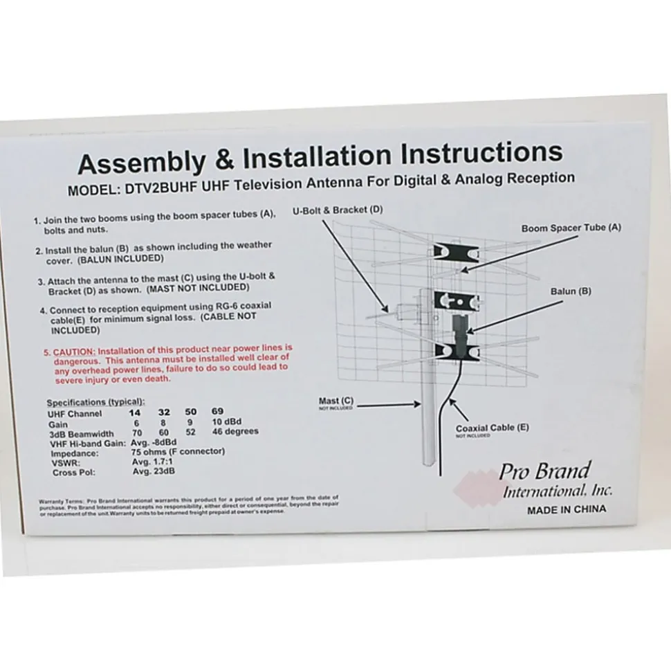 Pro Brand DIRECTV 2-Bay UHF Antenna