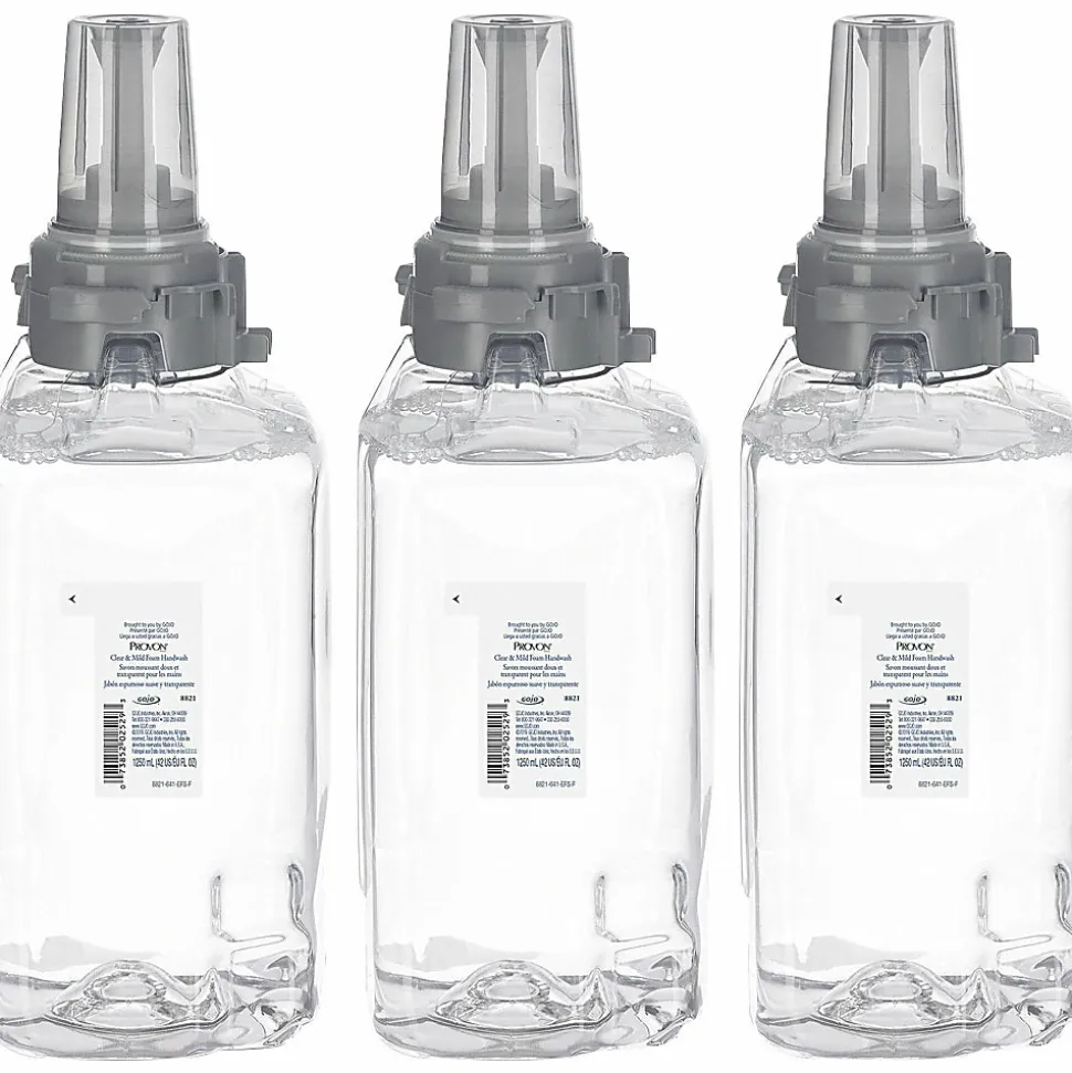 PROVON Clear And Mild Foam Hand Wash Refills, 1250 mL, Unscented, Pack Of 3 Refills
