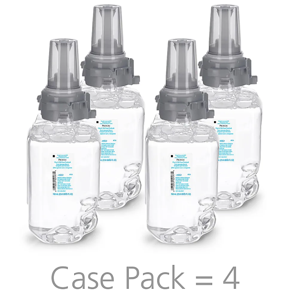 PROVON Clear & Mild Foam Handwash, Fragrance Free, 700 ml, Pack Of 4 Refills