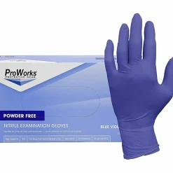 ProWorks Nitrile Powder-Free Exam Gloves - Large Size - Nitrile - Blue Violet - Soft, Flexible, Comfortable, Latex-free, Non-sterile -  - GLN125FL