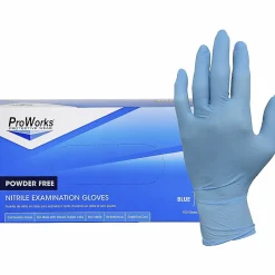 ProWorks NPF Nitrile Powder Free Exam Gloves, 5.5 mil Thickness x 9.50" Glove Length, Small Size, For Right/Left Hand, 100/Box, 10 / Carton