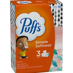 Puffs Basic 2-Ply Facial Tissues, White, 180 Tissues Per Box, Case Of 3 Boxes