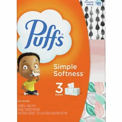 Puffs Basic 2-Ply Facial Tissues, White, 180 Tissues Per Box, Case Of 3 Boxes