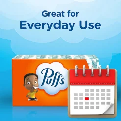 Puffs Basic 2-Ply Facial Tissues, White, 180 Tissues Per Box, Case Of 3 Boxes