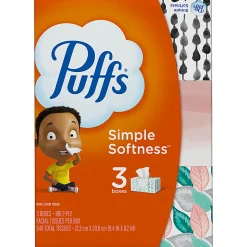 Puffs Basic 2-Ply Facial Tissues, White, 180 Tissues Per Box, Case Of 3 Boxes