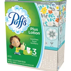 Puffs® Plus Lotion™ Facial Tissues, 2 Ply, White, 116 Sheets, Case Of 3 Boxes