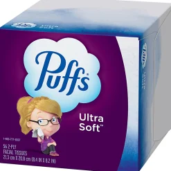 Puffs® Ultra Soft™ Facial Tissue, 2-Ply, Box of 56 Tissues
