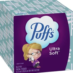 Puffs Ultra Soft 2-Ply Facial Tissue, White, 56 Tissues Per Box, Case Of 24 Boxes