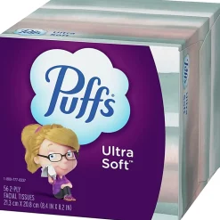 Puffs Ultra Soft 2-Ply Facial Tissue, White, 56 Tissues Per Box, Case Of 24 Boxes