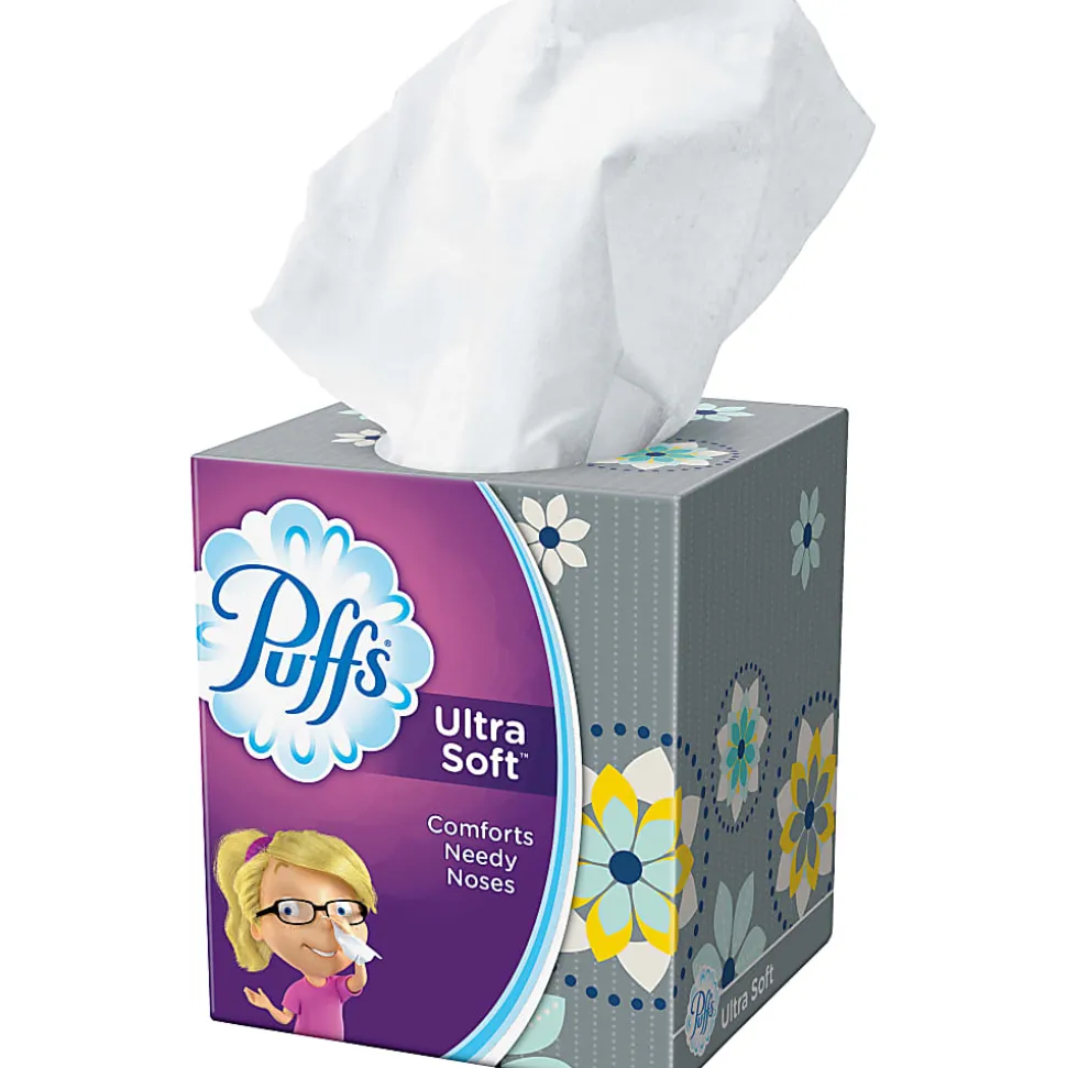 Puffs Ultra Soft 2-Ply Facial Tissue, White, 56 Tissues Per Box, Case Of 24 Boxes