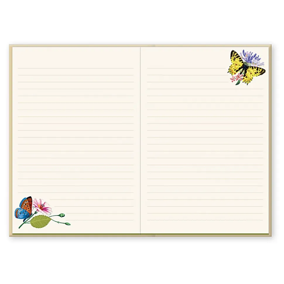 Punch Studio Hardcover Journal, 6” x 8-1/2”, Legal Rule, 208 Pages, Butterflies