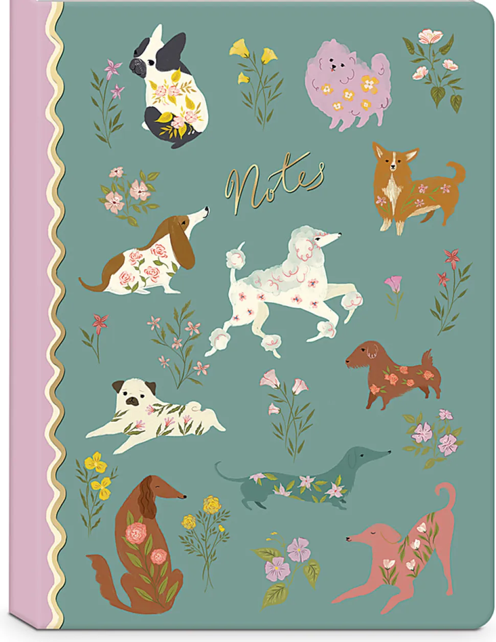 Punch Studio Softcover Journal, 6” x 8-1/4”, Legal Rule, 208 Pages, Flower Pet Dogs