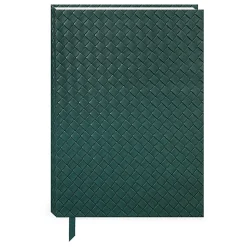 Punch Studio Woven Vegan Leather Journal, 6” x 8-1/2”, Unruled, 192 Pages, Teal Weave