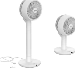 Pure Enrichment 2-In-1 Circulating Floor And Desk Fan, 35" x 12-1/4", White