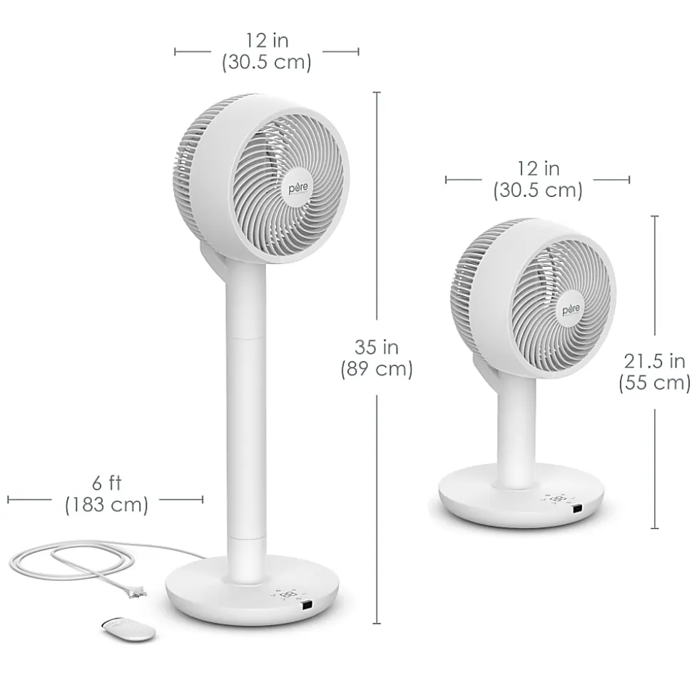 Pure Enrichment 2-In-1 Circulating Floor And Desk Fan, 35" x 12-1/4", White