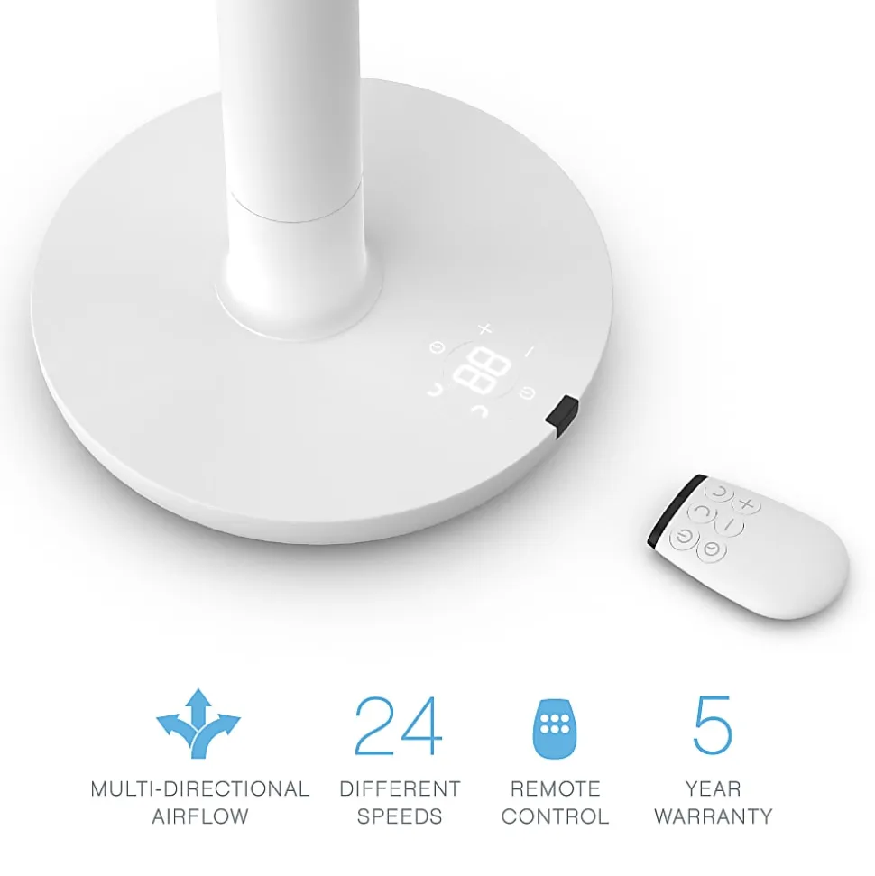Pure Enrichment 2-In-1 Circulating Floor And Desk Fan, 35" x 12-1/4", White