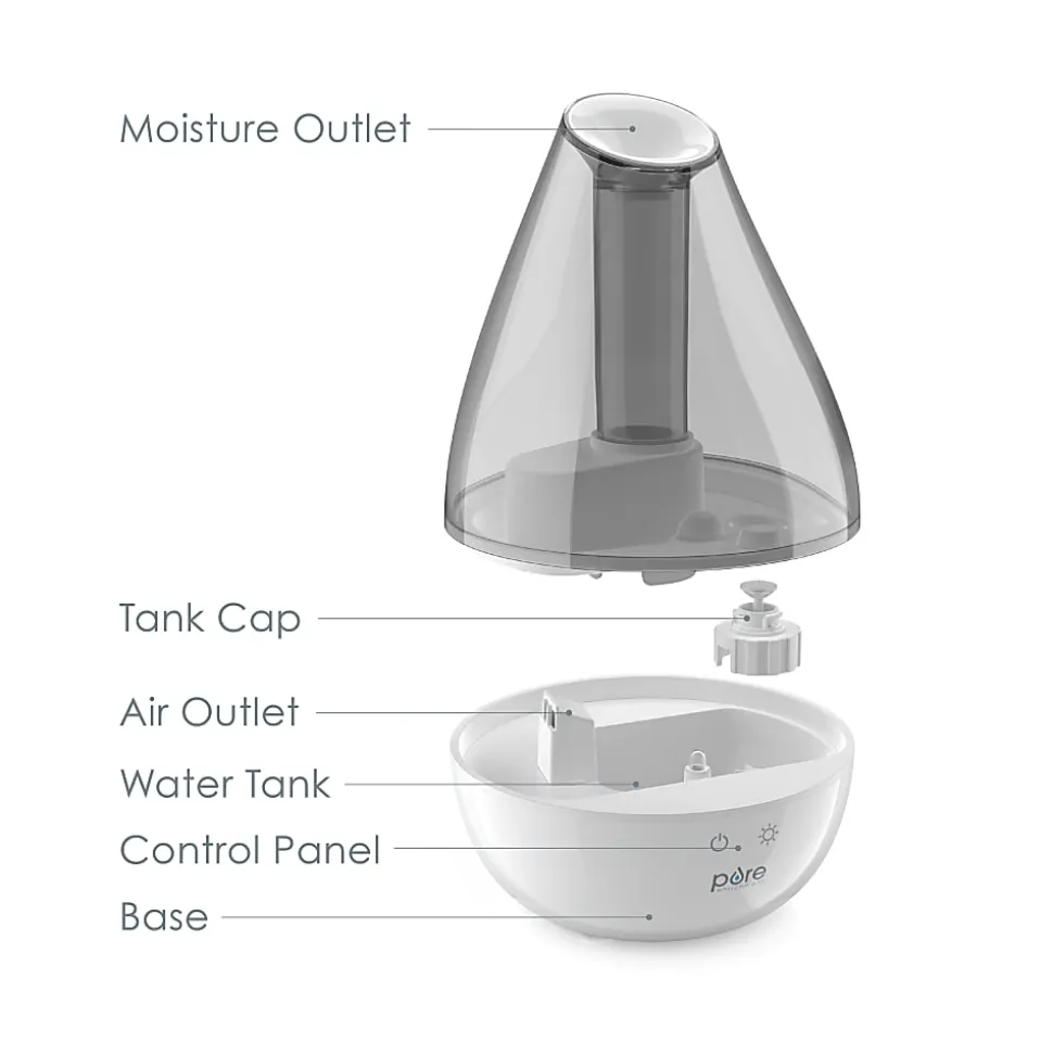 Pure Enrichment MistAire™ Drop Ultrasonic Cool Mist Humidifier, 250 Sq. Ft. Coverage, Total Qty 1
