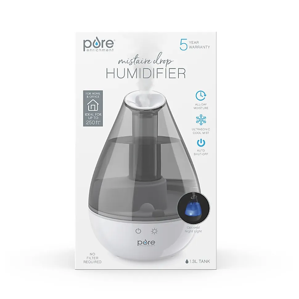 Pure Enrichment MistAire™ Drop Ultrasonic Cool Mist Humidifier, 250 Sq. Ft. Coverage, Total Qty 1