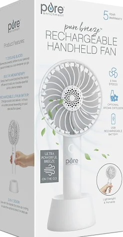 Pure Enrichment® PureBreeze™ Personal Handheld Fan With Base, White