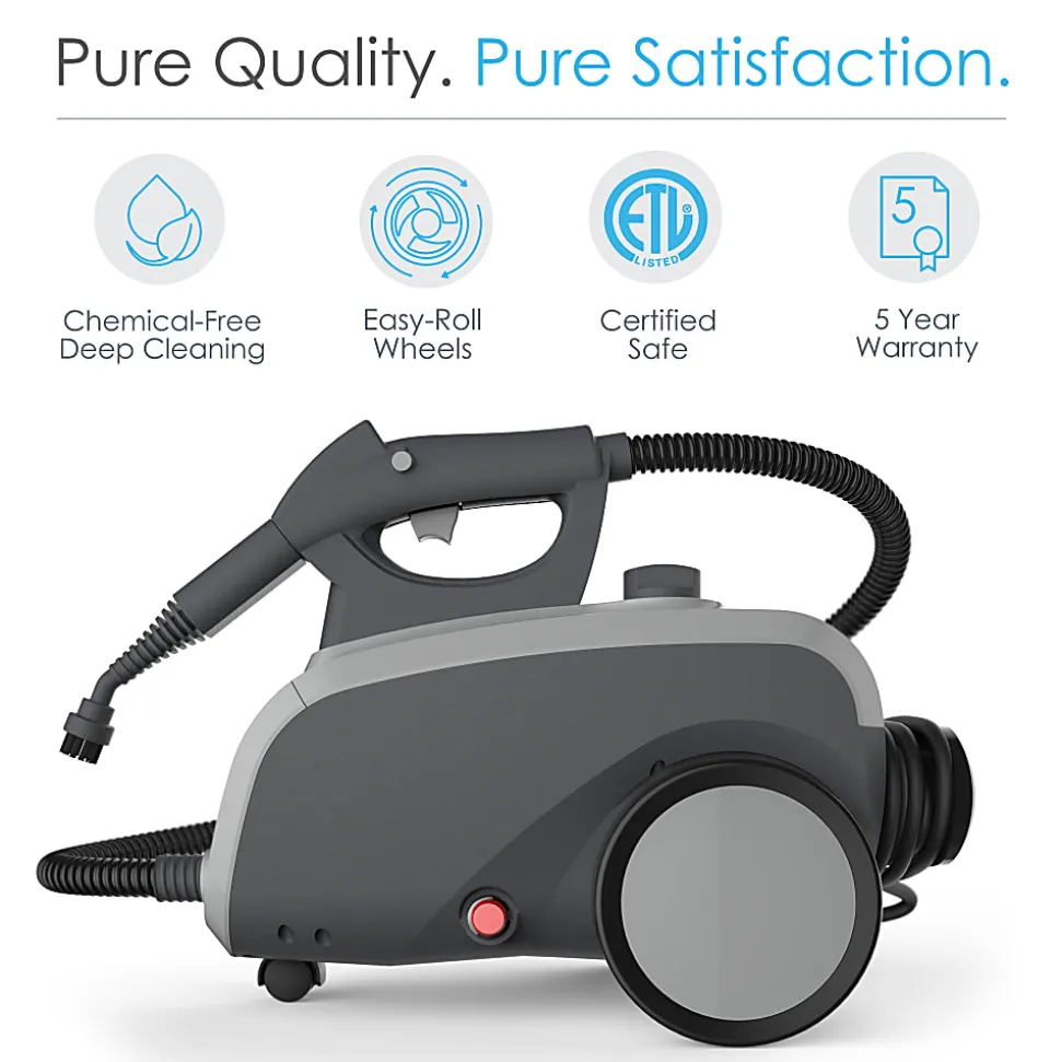 Pure Enrichment PureClean XL 1500W Rolling Portable Steam Cleaner, 1.5 L